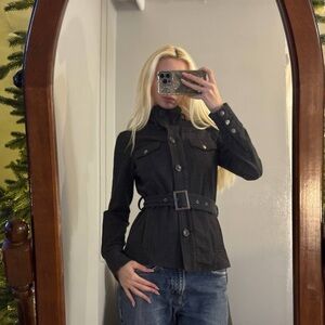 Women's grey Belted Jacket